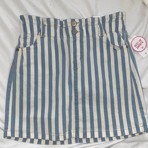 Justice Striped Denim High Waist Skirt with Shorts